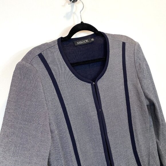 Womens MISOOK XL Navy Blue Structured Knit Cardigan Sweater Front Clasp Closure - Picture 5 of 9